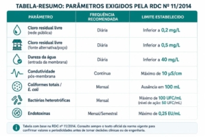 tabela de parametros na osmose reversa exigidos pela RDC 11.2014